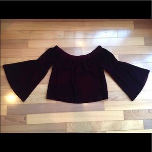Velvet off the shoulder shirt